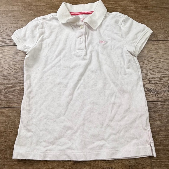 Vineyard Vines Girls Polo Shirt, White/Pink, Size XS 5-6, Short Sleeve, Preppy - Picture 1 of 7